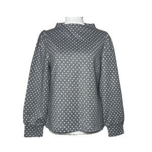 Talbots Metallic Polka Dot Pullover Womens MP Silver White